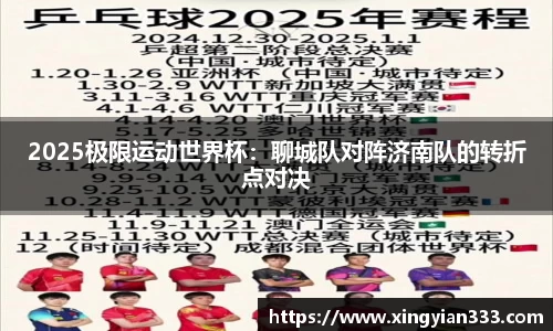 2025极限运动世界杯：聊城队对阵济南队的转折点对决